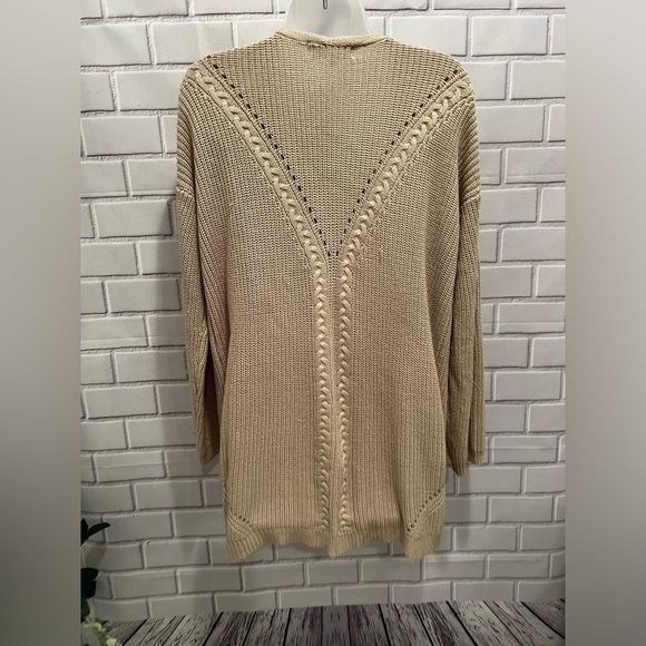 PINK ROSE women open front beige long cardigan/size XL - Picture 8 of 9